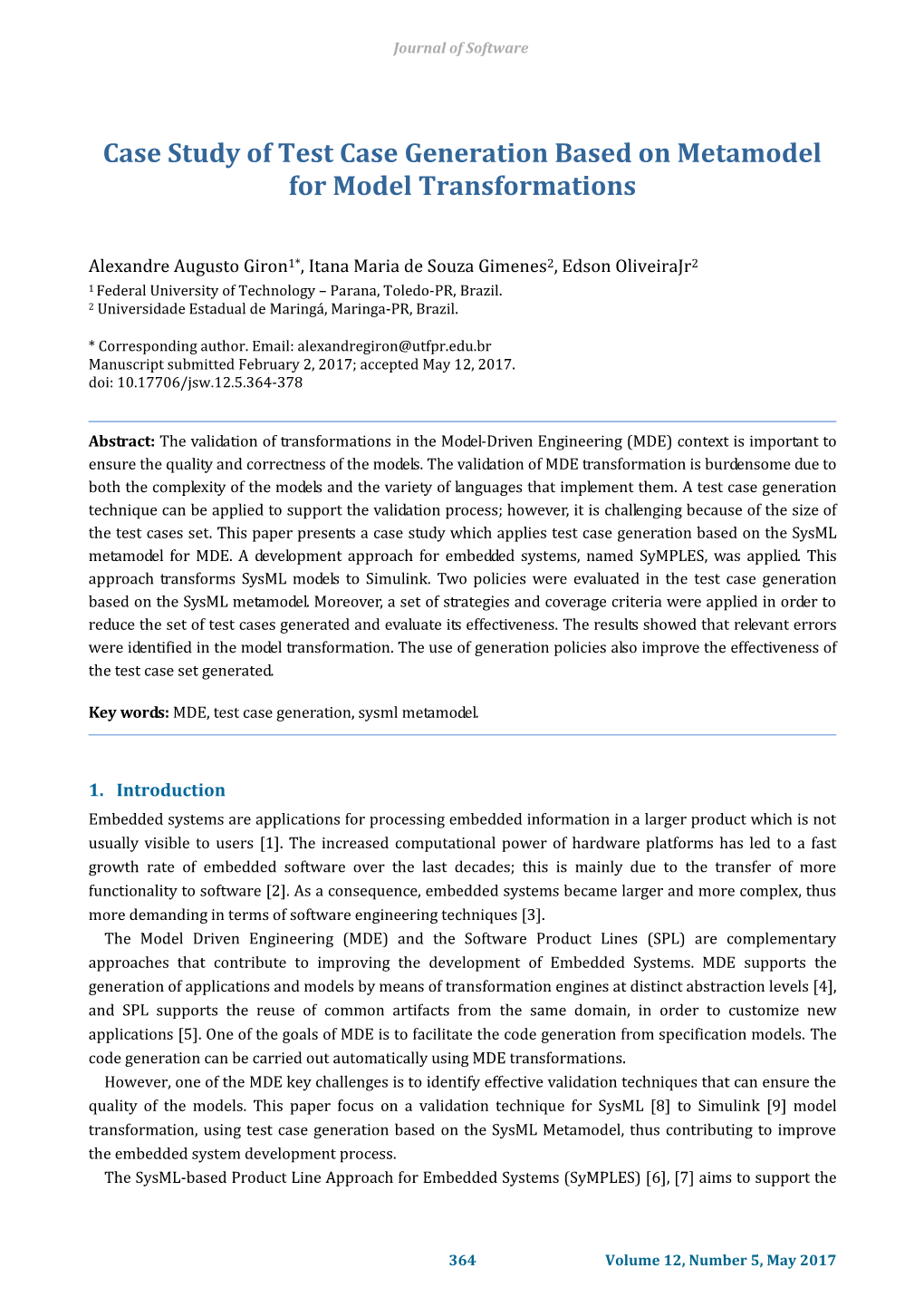 Case Study of Test Case Generation Based on Metamodel for Model Transformations