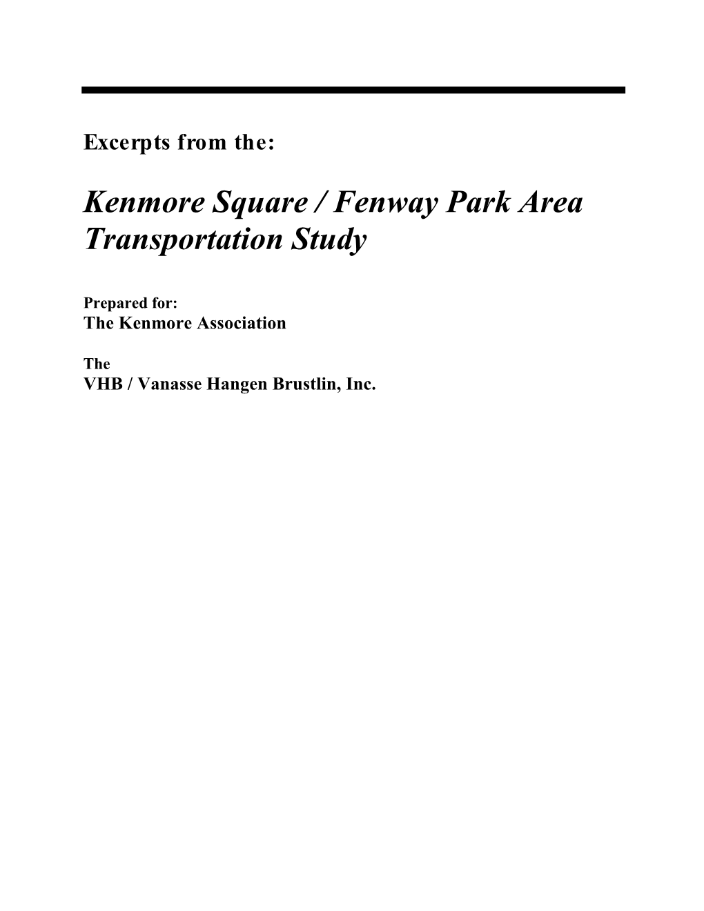 Kenmore Square / Fenway Park Area Transportation Study