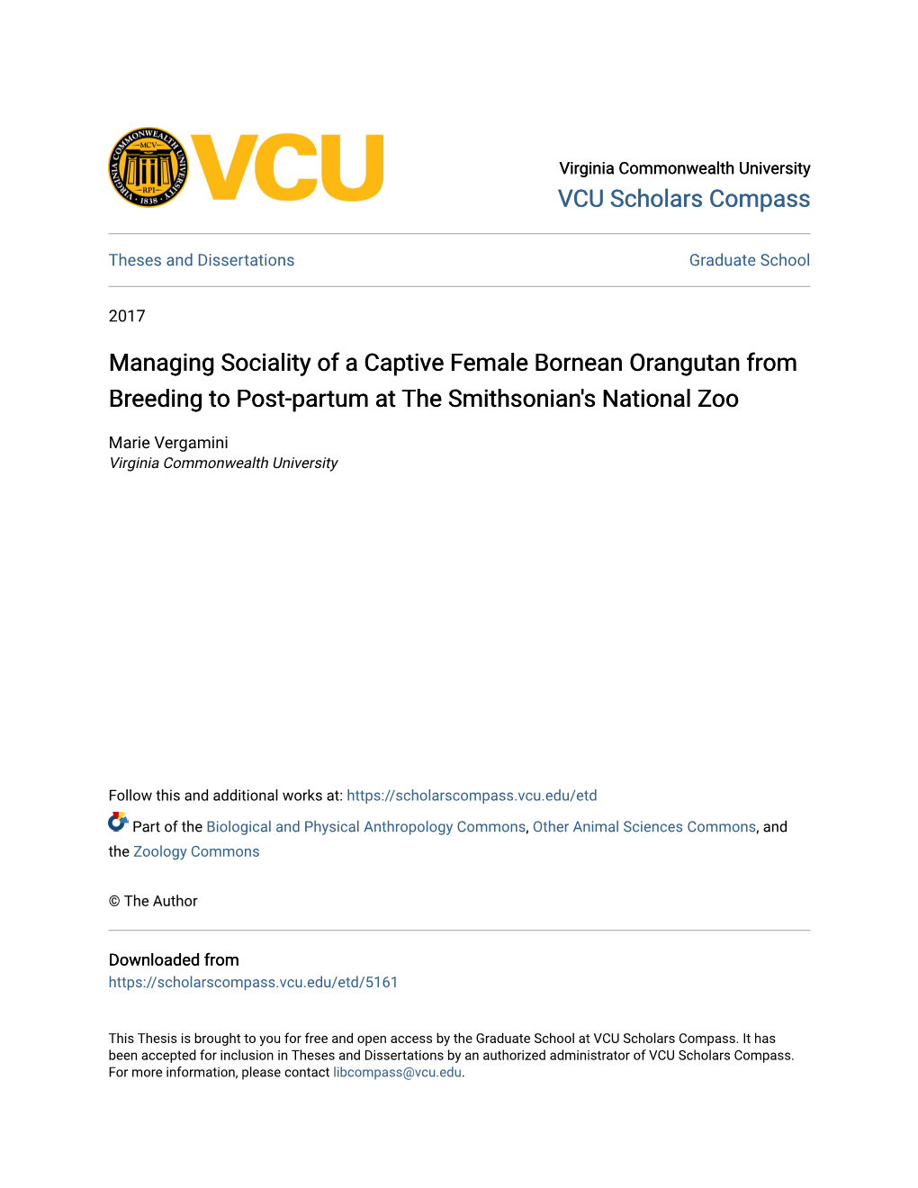 Managing Sociality of a Captive Female Bornean Orangutan from Breeding to Post-Partum at the Smithsonian's National Zoo