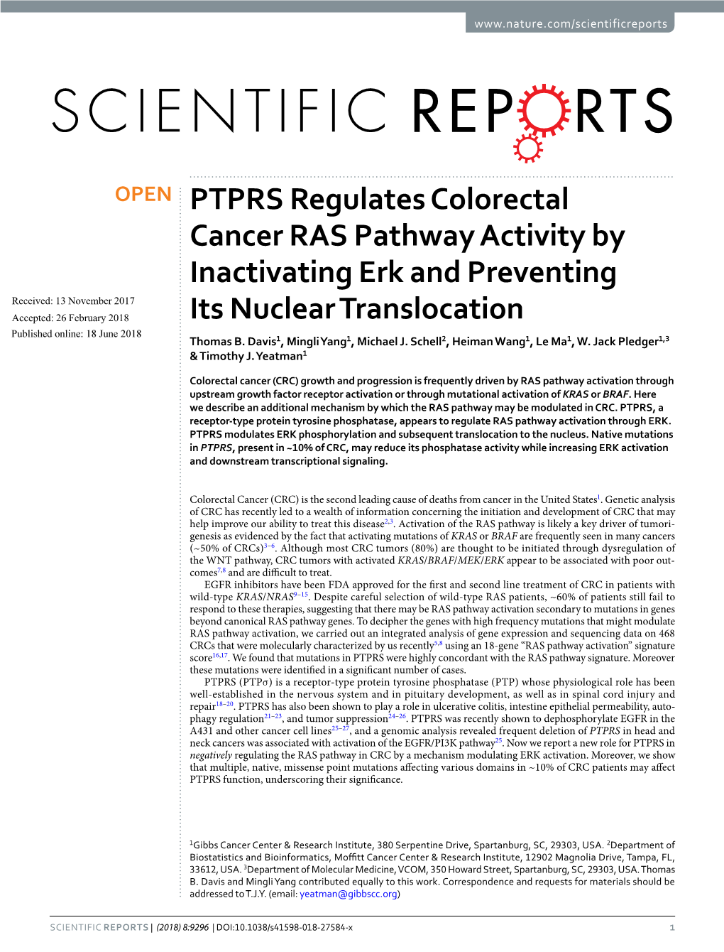 PTPRS Regulates Colorectal Cancer RAS Pathway Activity By