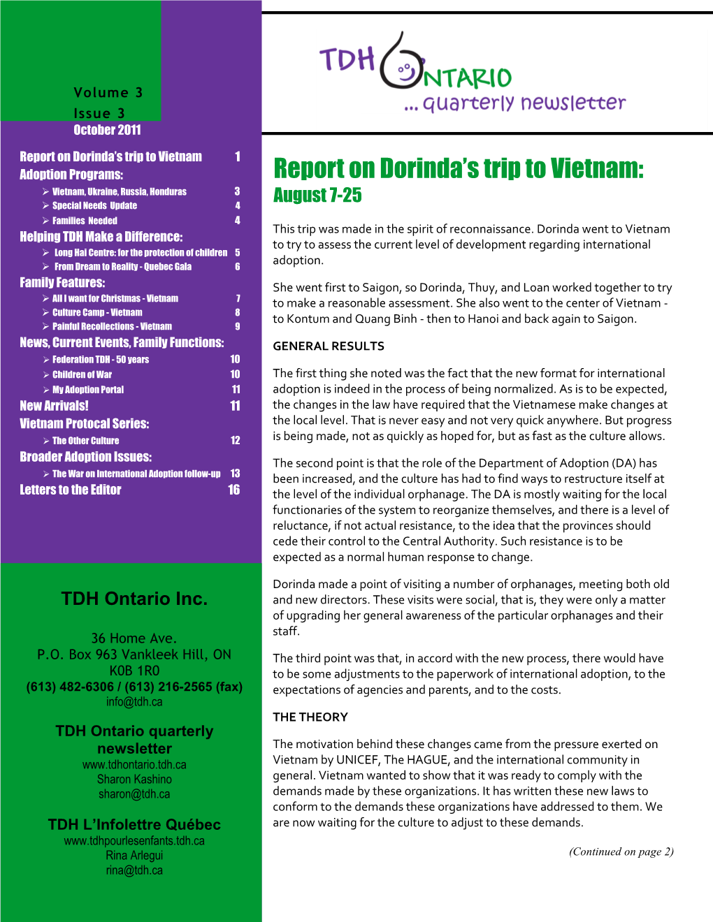 Report on Dorinda‟S Trip to Vietnam