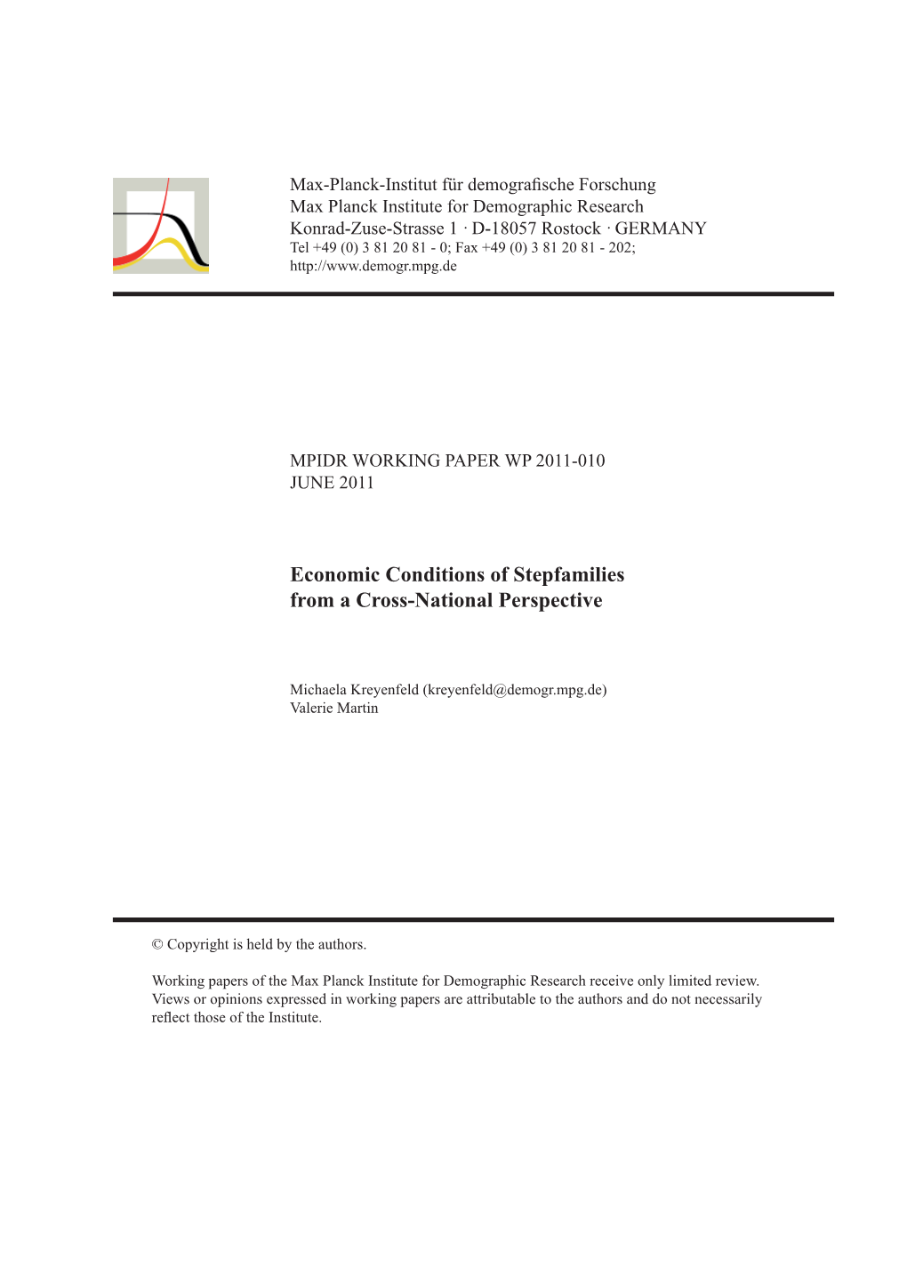 Economic Conditions of Stepfamilies from a Cross-National Perspective