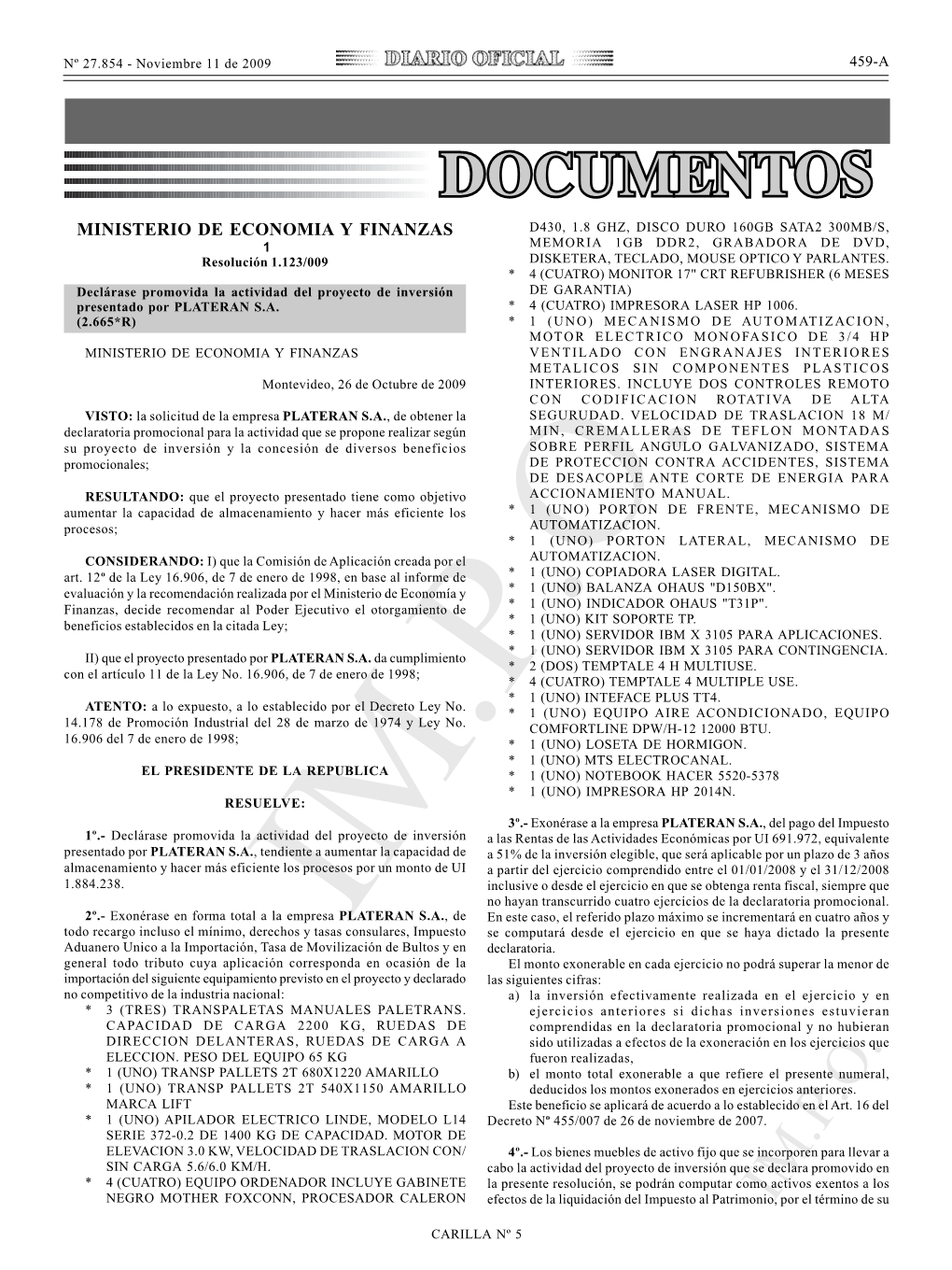 IM.P.O. De Bultos Y En Declaratoria