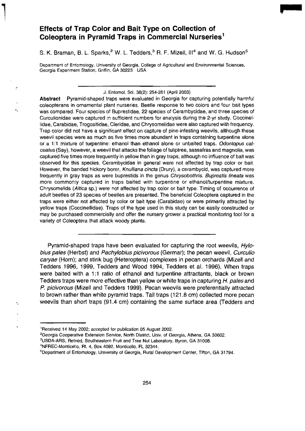 Effects of Trap Color and Bait Type on Collection of Coleoptera in Pyramid Traps in Commercial Nurseries 1