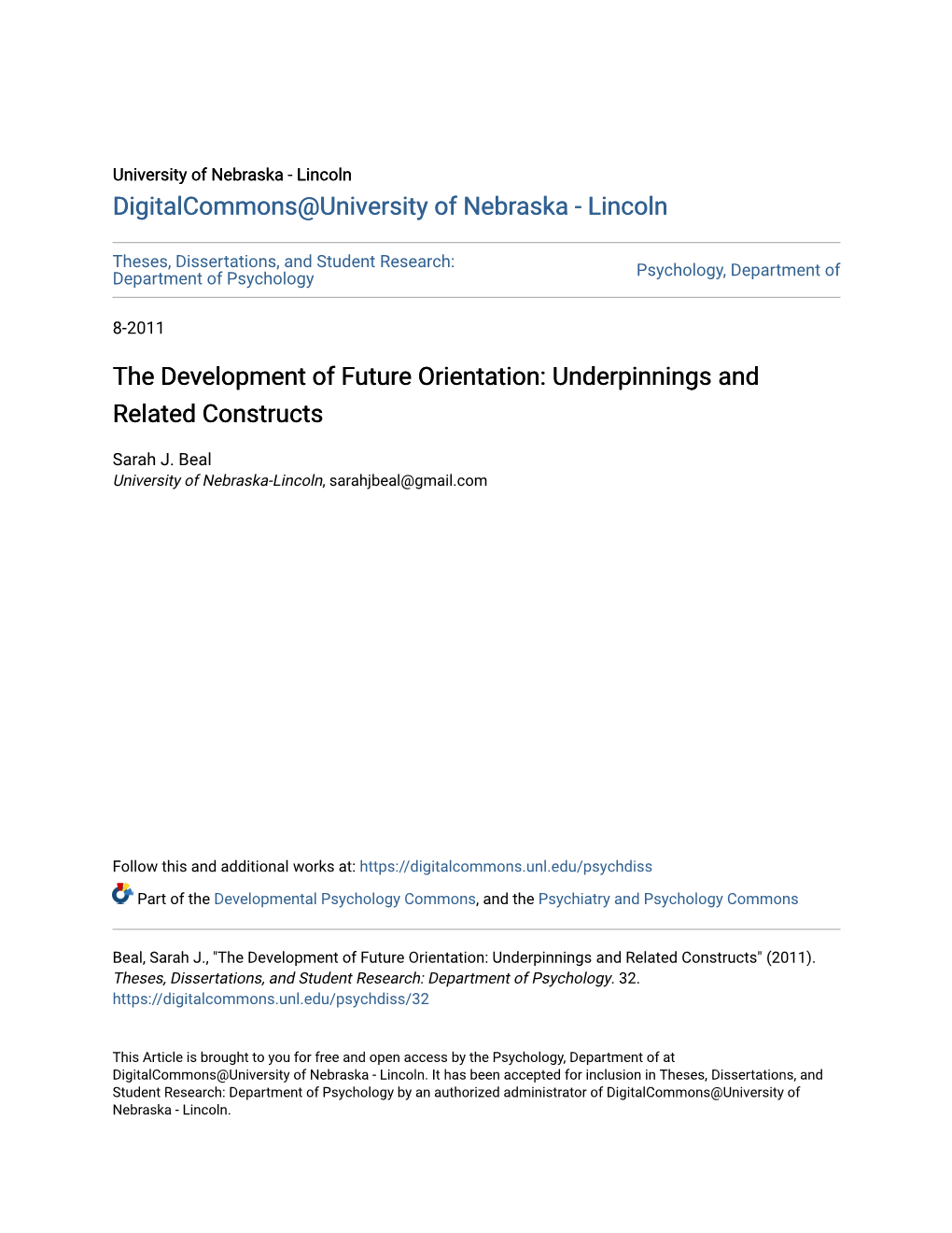 The Development of Future Orientation: Underpinnings and Related Constructs