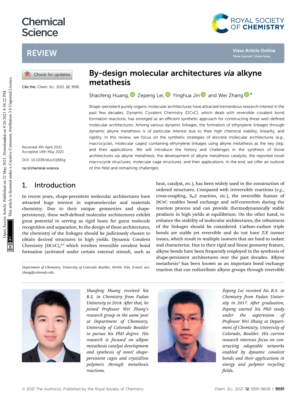 By-Design Molecular Architectures Via Alkyne Metathesis Cite This: Chem