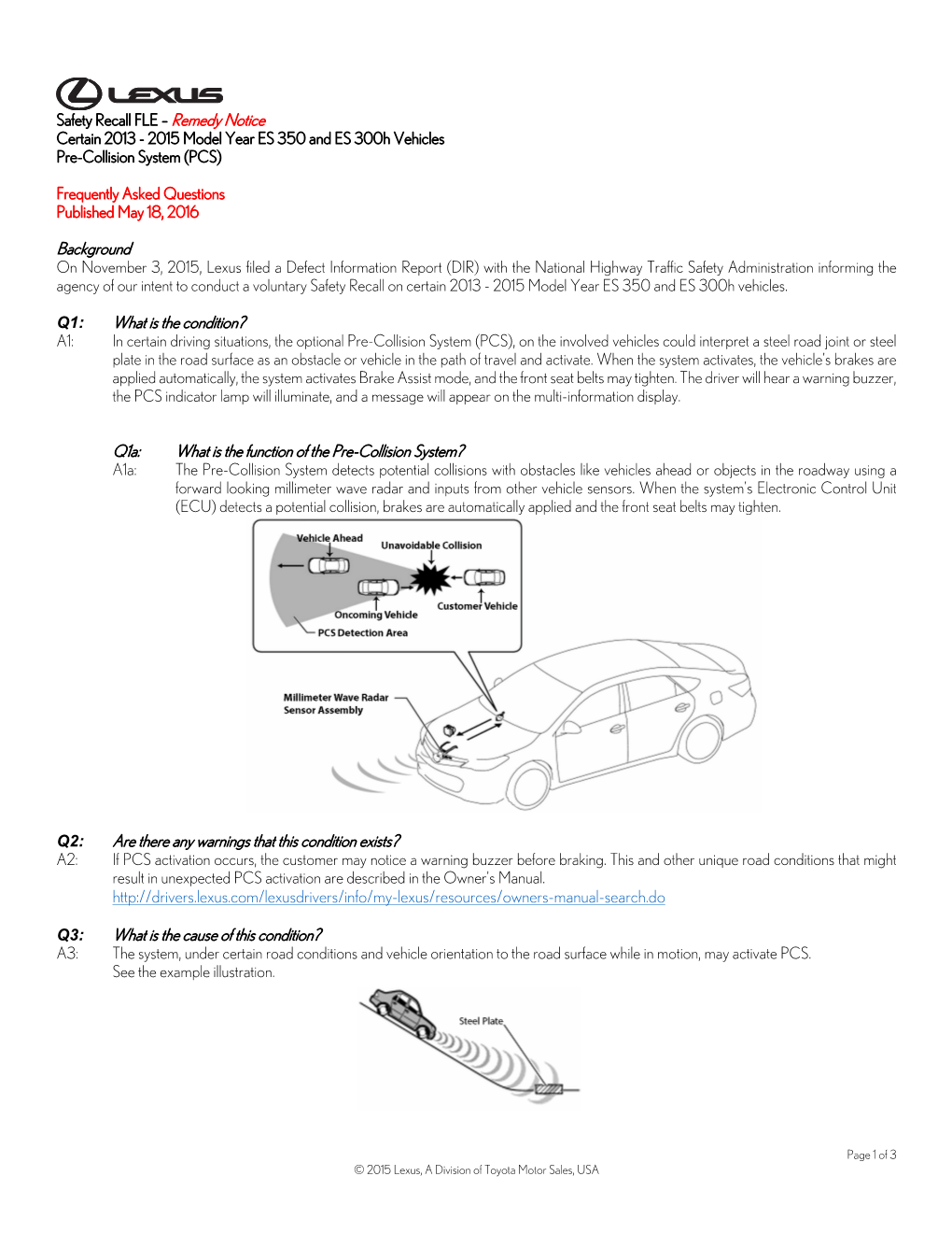 Q1a: What Is the Function of the Pre-Collision System?