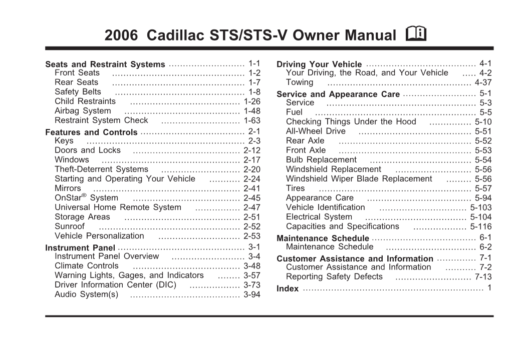 2006 Cadillac STS Owner Manual