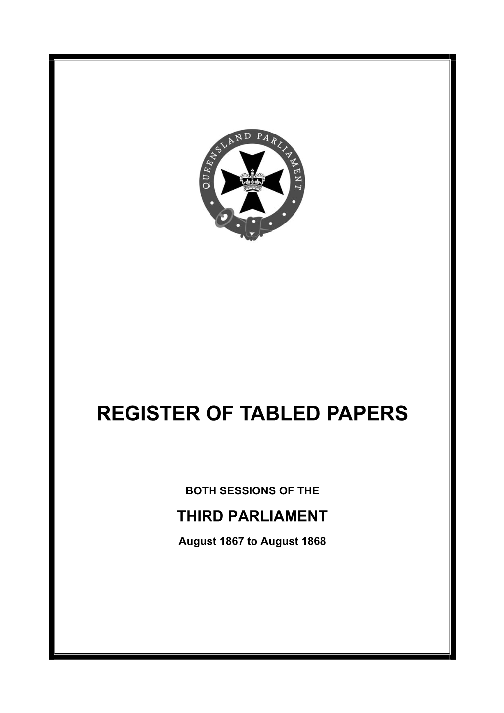 Register of Tabled Papers