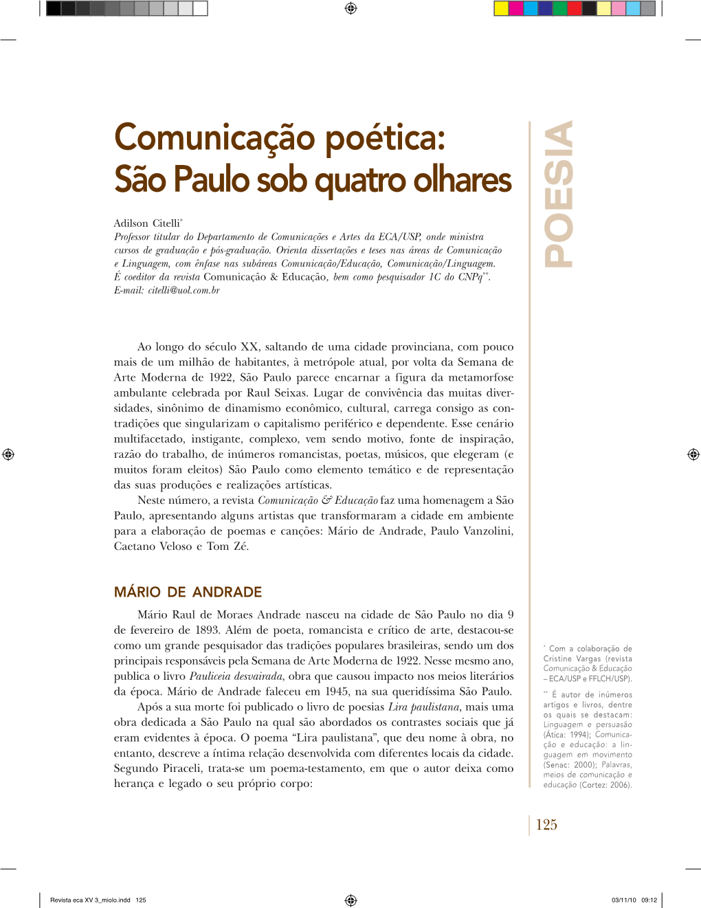 POESIA Comunicação Poética: São Paulo Sob Quatro Olhares