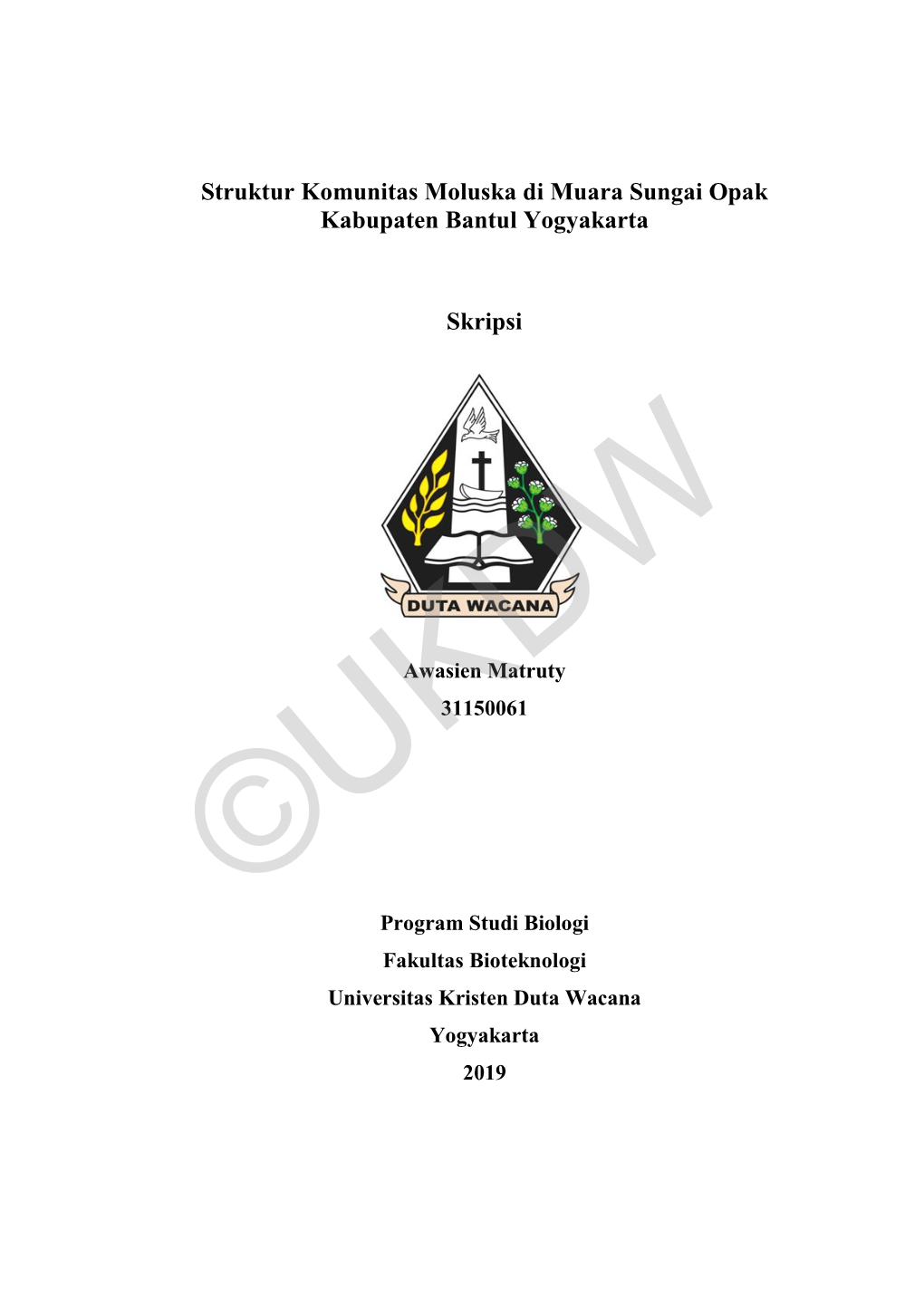 Struktur Komunitas Moluska Di Muara Sungai Opak Kabupaten Bantul Yogyakarta