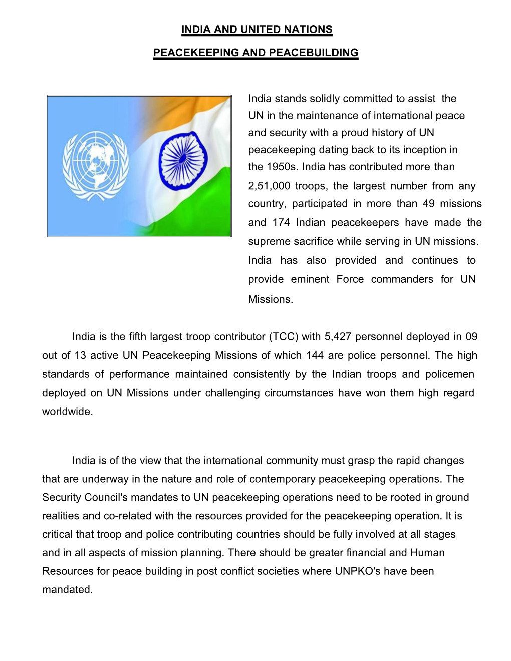India and UN Peacekeeping