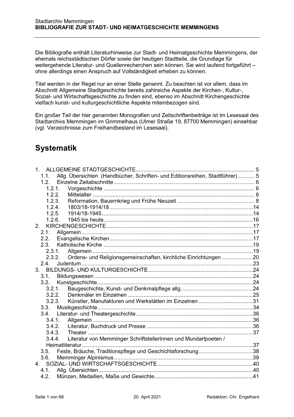 Bibliographie Zur Stadt- Und Heimatgeschichte