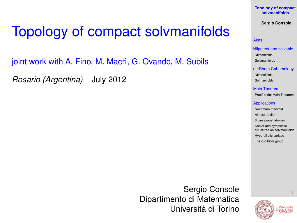 Topology of Compact Solvmanifolds