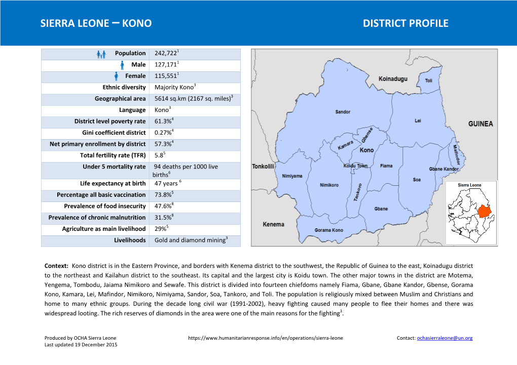 Sierra Leone –Kono District Profile