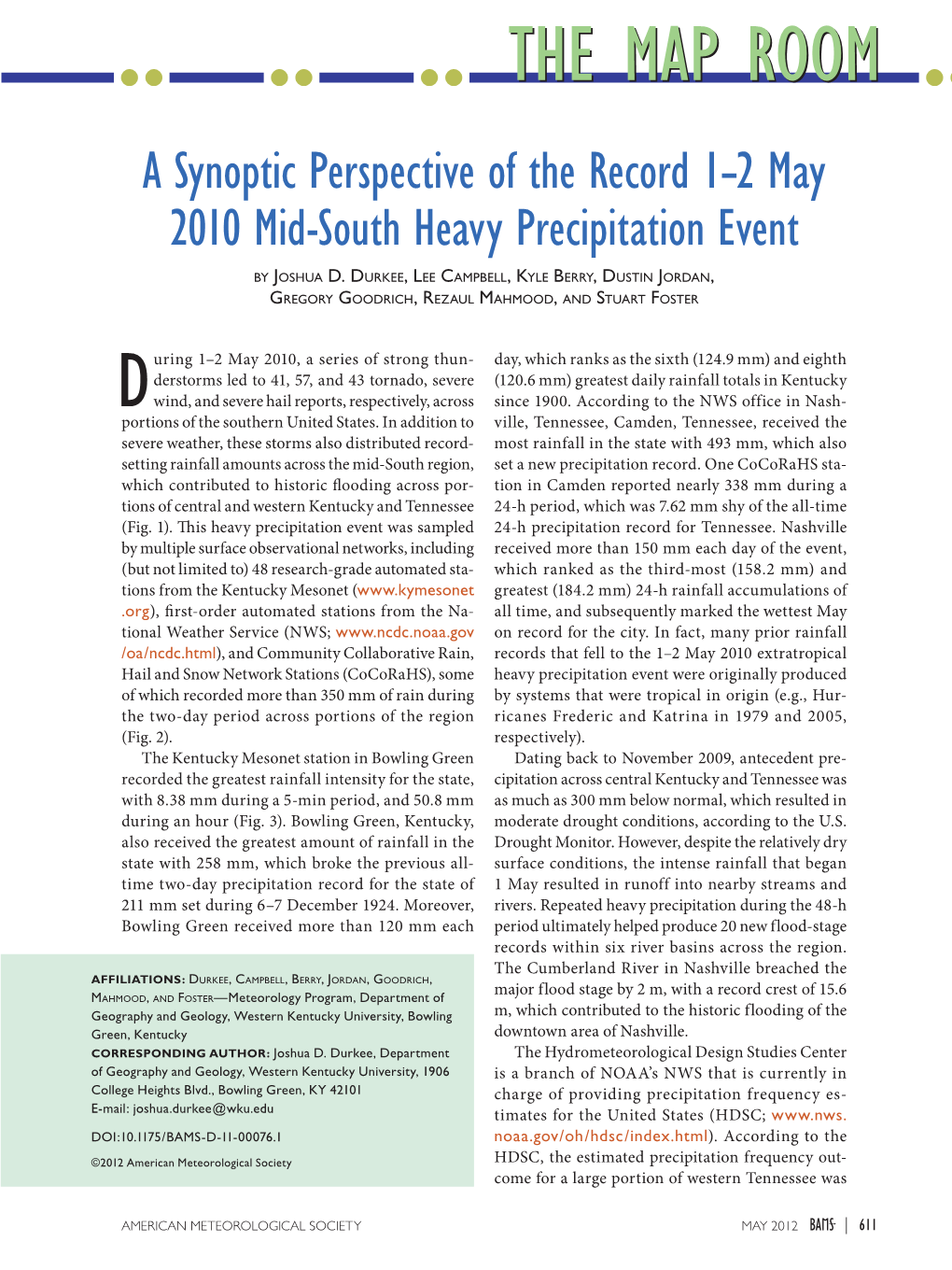 A Synoptic Perspective of the Record 1-2 May 2010 Mid-South Heavy Precipitation Event B Y Jo S H U a D