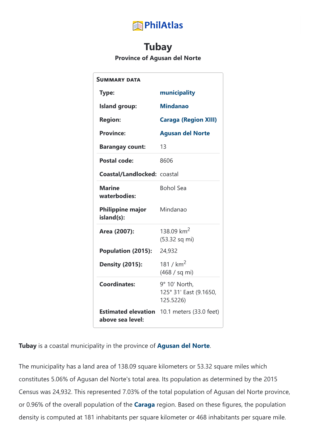 Tubay-Agusan-Del-Norte-Profile.Pdf