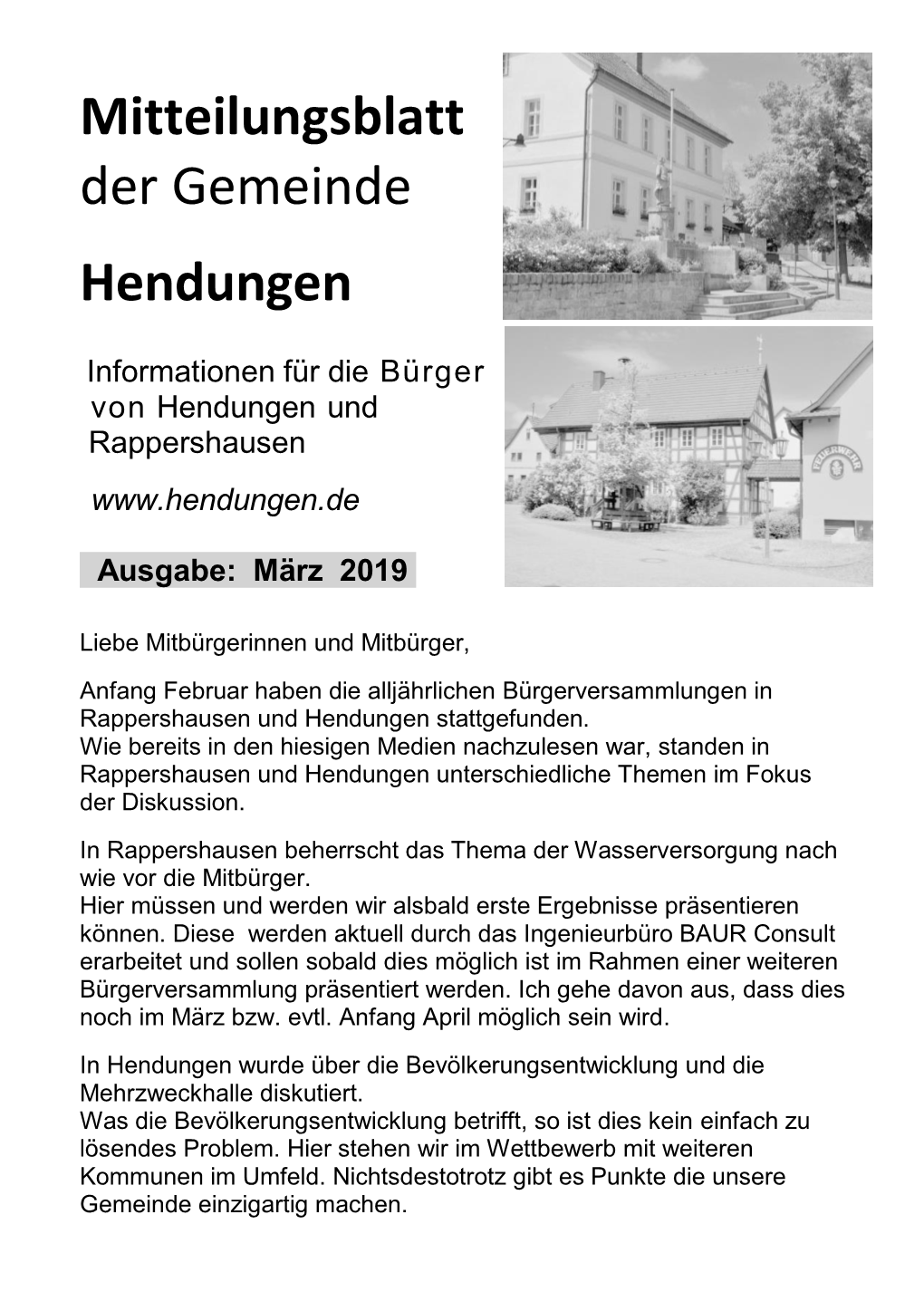 Mitteilungsblatt Der Gemeinde Hendungen