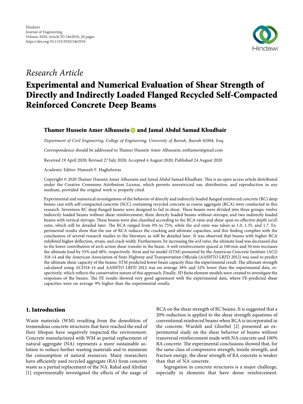 Experimental and Numerical Evaluation of Shear Strength of Directly and Indirectly Loaded Flanged Recycled Self-Compacted Reinforced Concrete Deep Beams