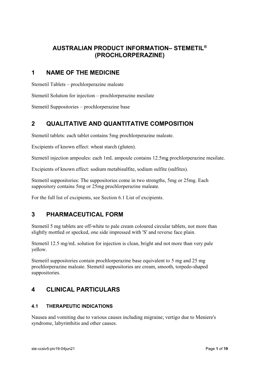 Stemetil® (Prochlorperazine)