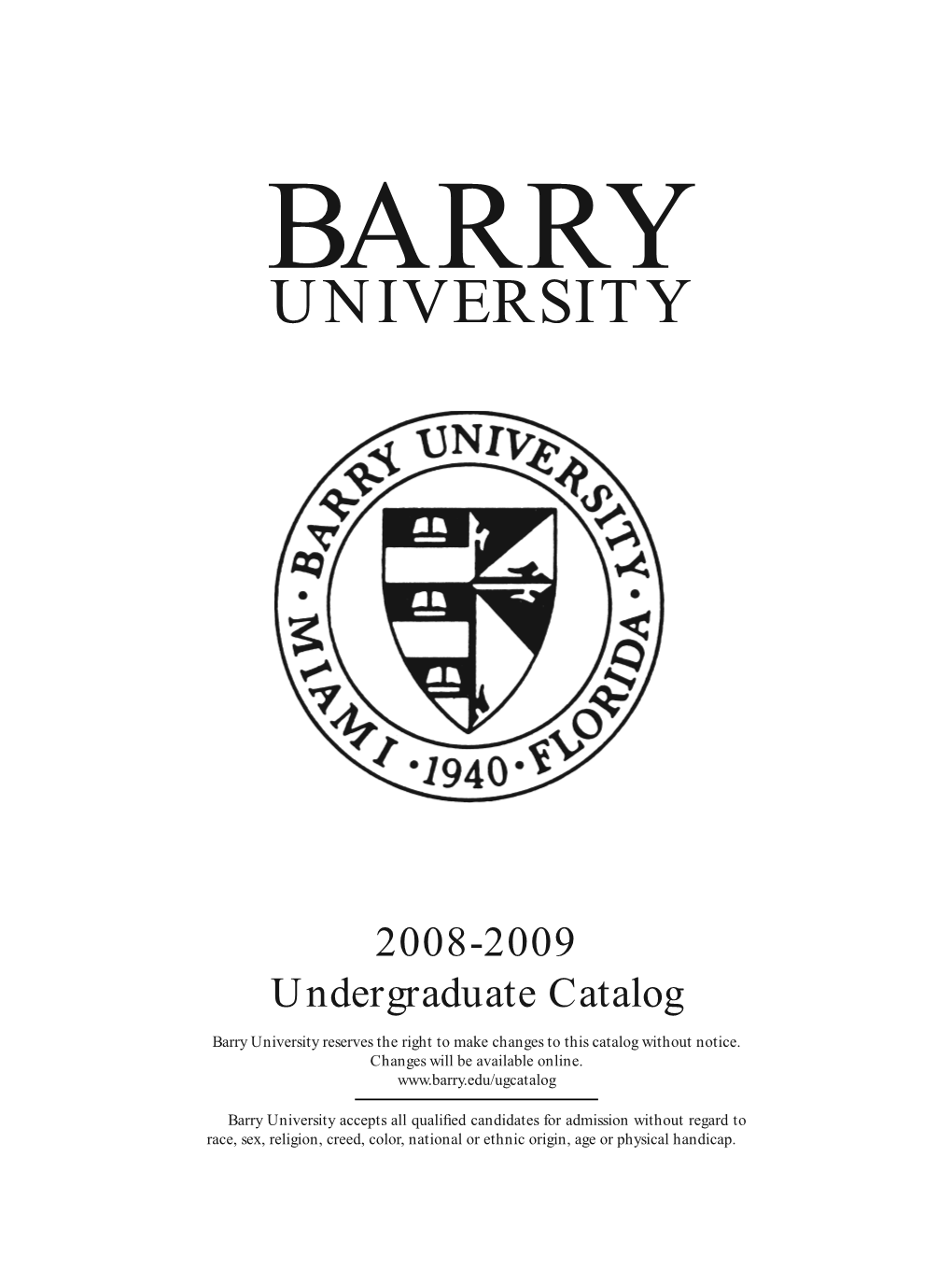 2008-2009 Undergraduate Catalog