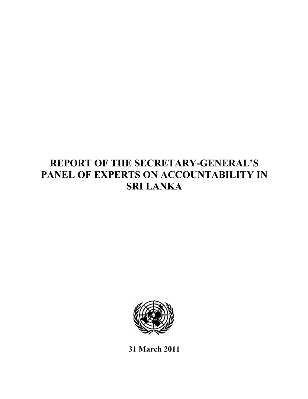 Report of the Panel of Experts on Accountability in Sri Lanka