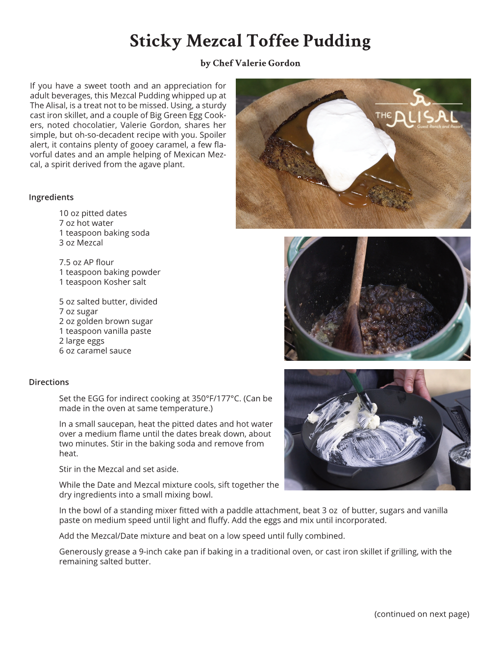 Sticky Mezcal Toffee Pudding by Chef Valerie Gordon