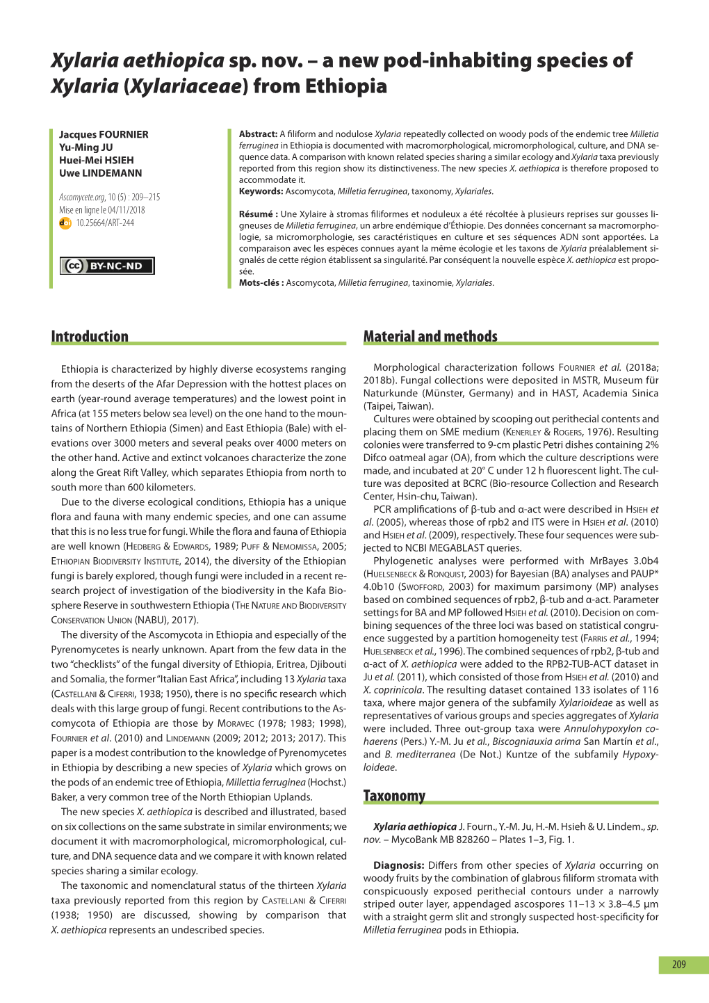 A New Pod-Inhabiting Species of Xylaria (Xylariaceae) from Ethiopia