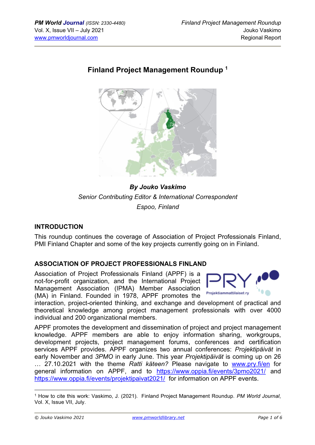 Finland Project Management Roundup Vol