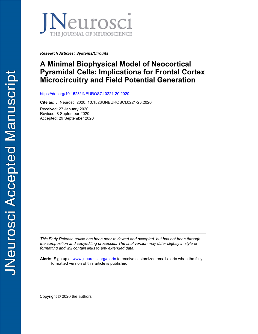 A Minimal Biophysical Model of Neocortical Pyramidal Cells