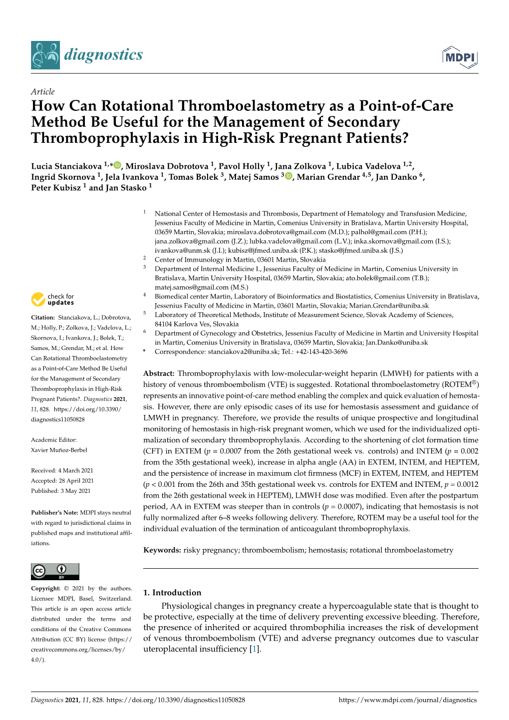 How Can Rotational Thromboelastometry As a Point-Of-Care Method Be Useful for the Management of Secondary Thromboprophylaxis in High-Risk Pregnant Patients?