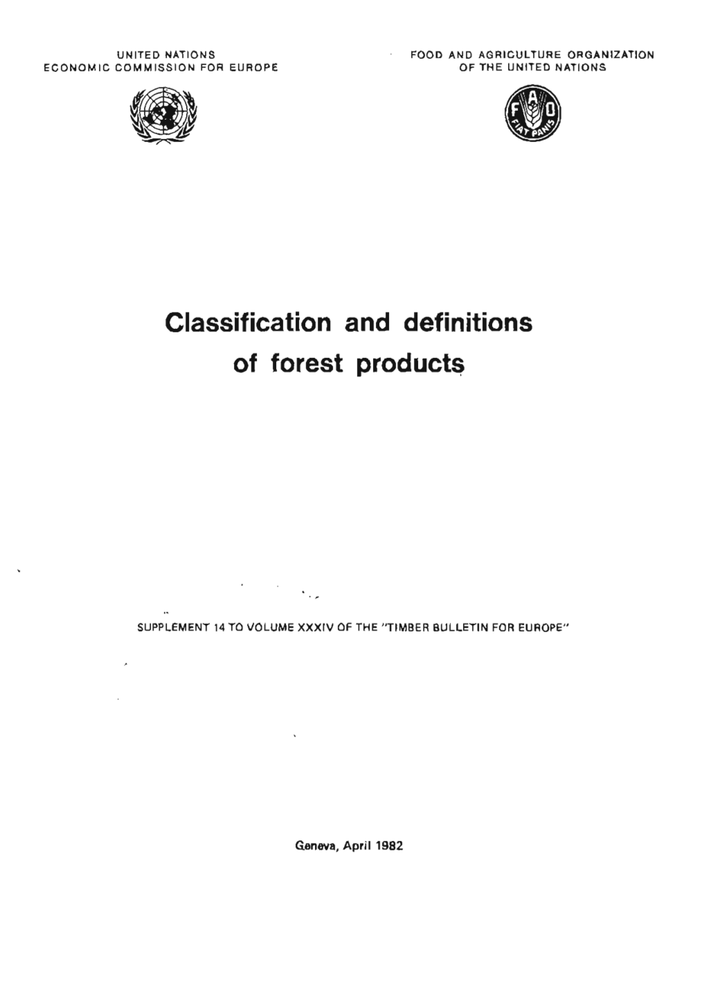 Classification and Definitions of Forest Product~