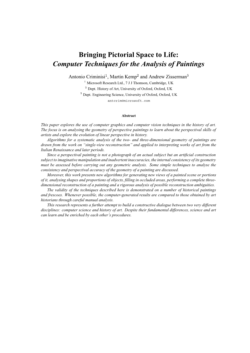 Computer Techniques for the Analysis of Paintings