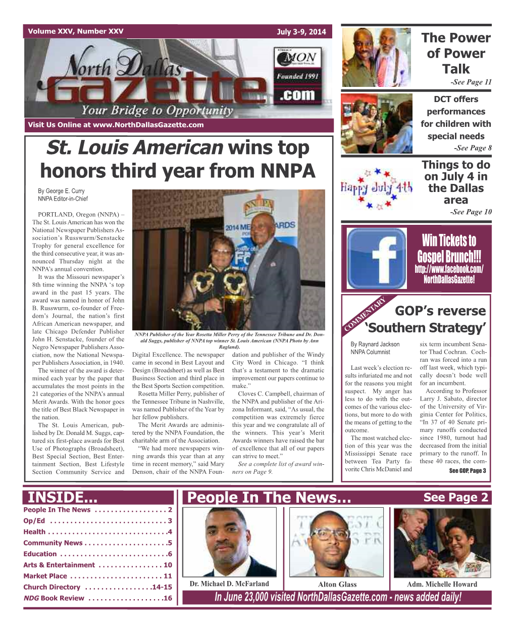 St. Louis American Wins Top -See Page 8 Things to Do Honors Third Year from NNPA on July 4 in by George E