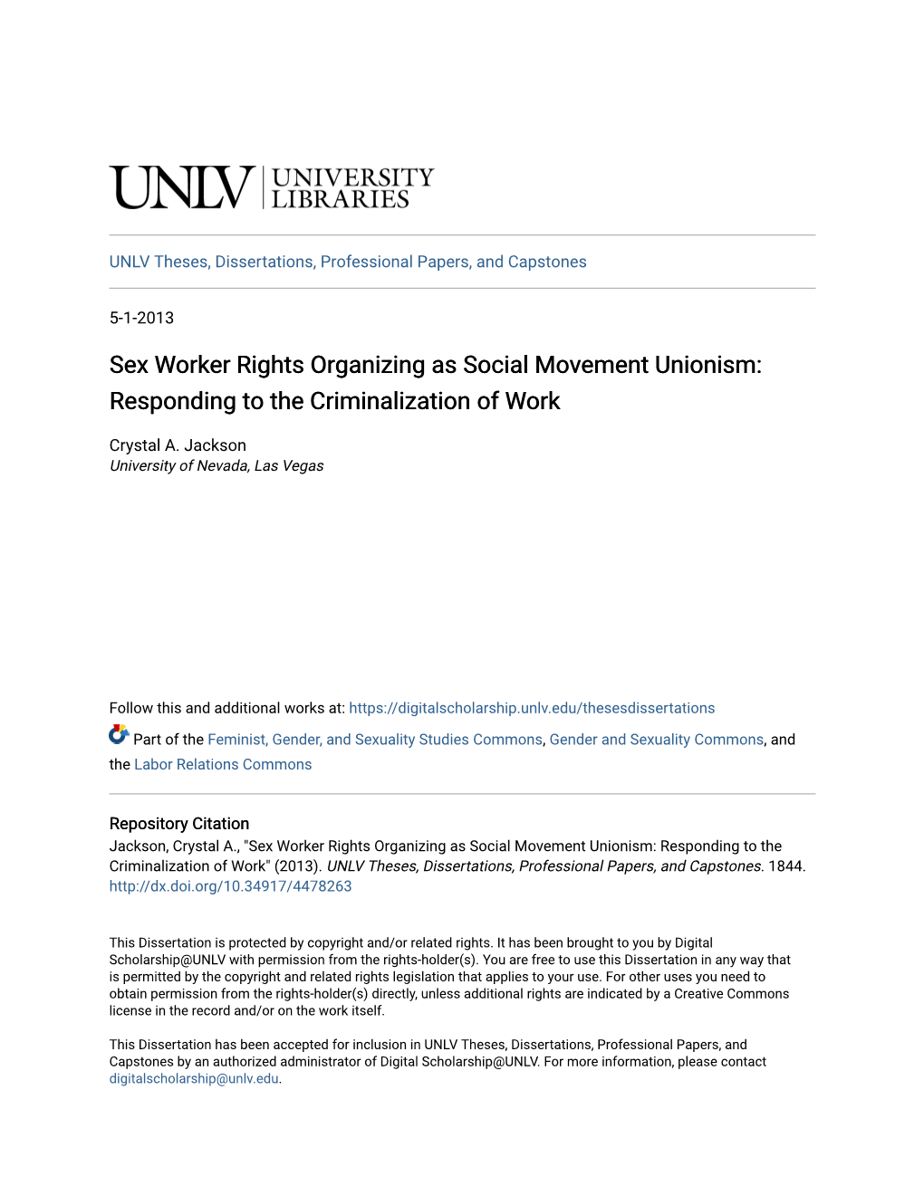 Sex Worker Rights Organizing As Social Movement Unionism: Responding to the Criminalization of Work