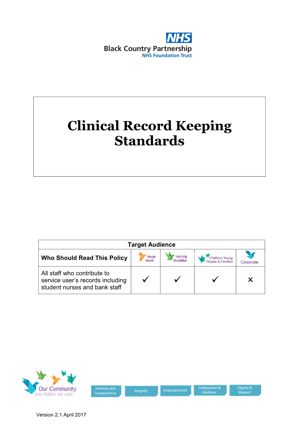 Clinical Record Keeping Standards