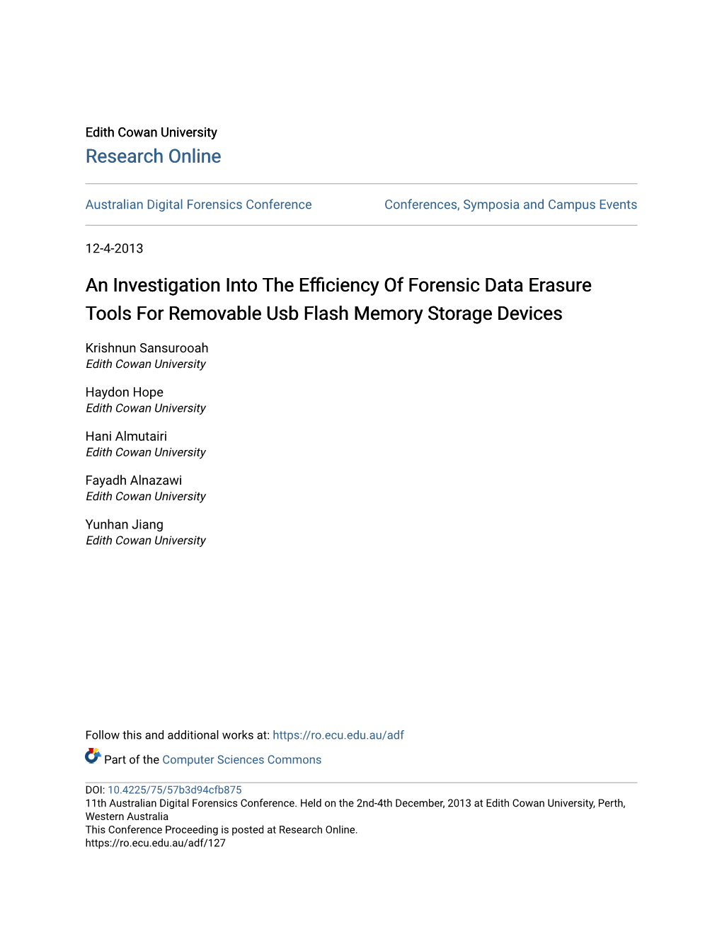 An Investigation Into the Efficiency of Forensic Data Erasure Tools For