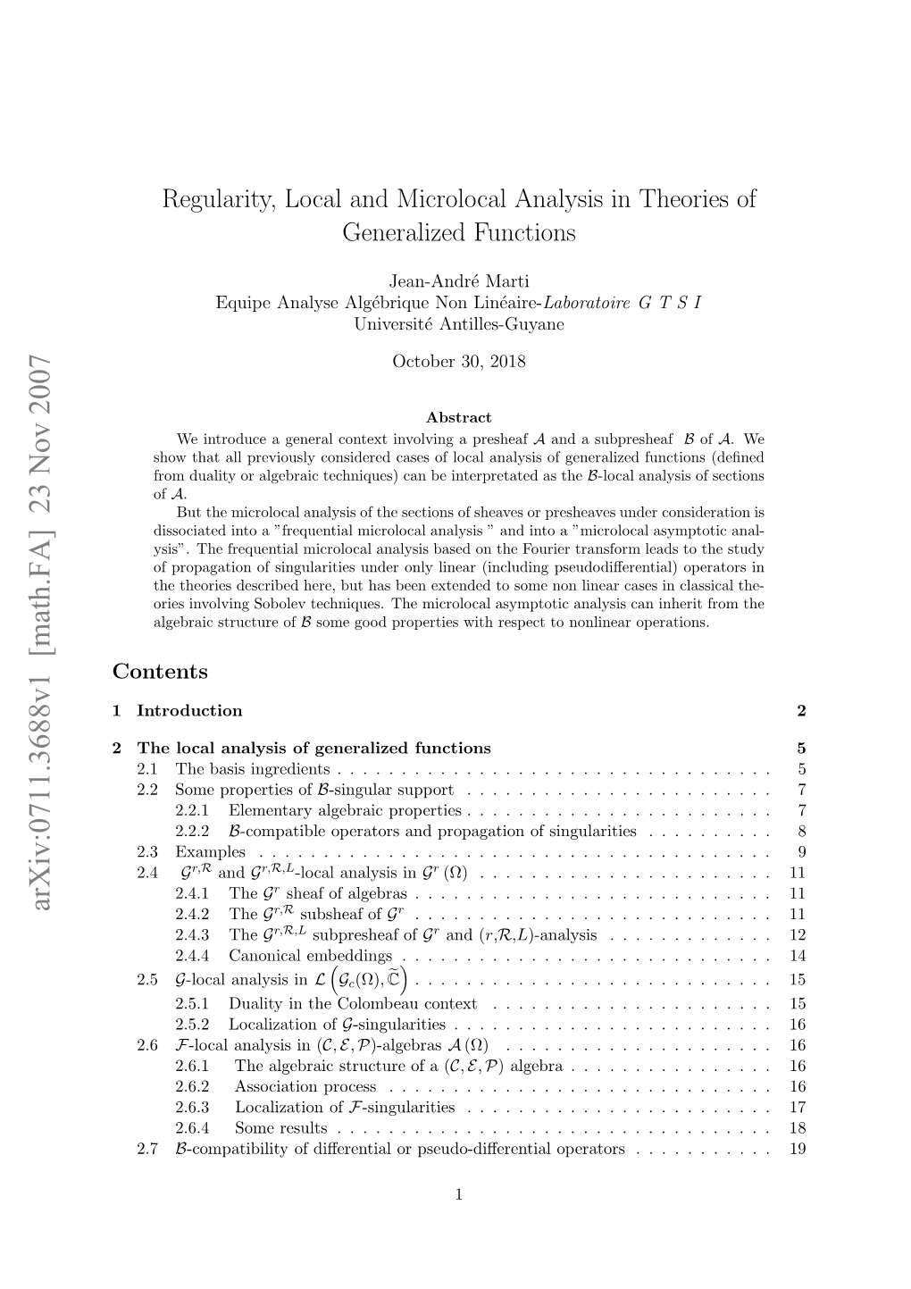 Regularity, Local and Microlocal Analysis in Theories of Generalized