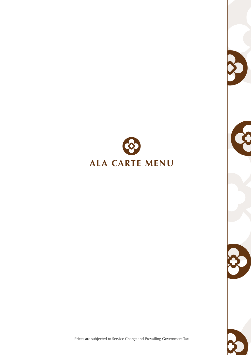 Ala Carte Menu