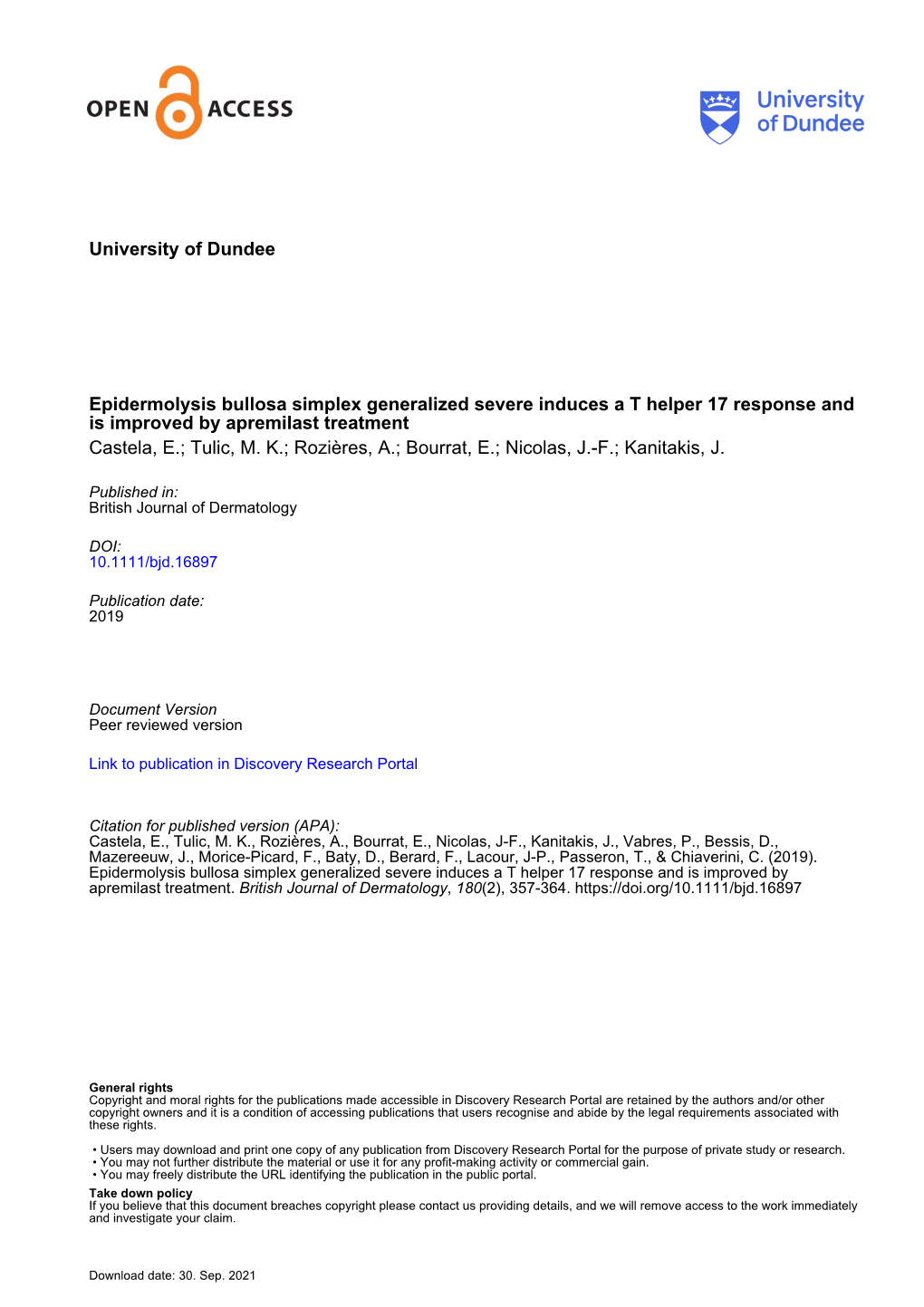 Epidermolysis Bullosa Simplex Generalized Severe Induces a Th17