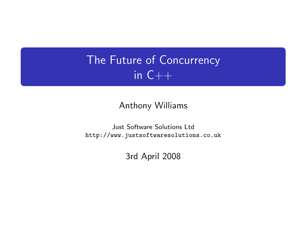 The Future of Concurrency in C++