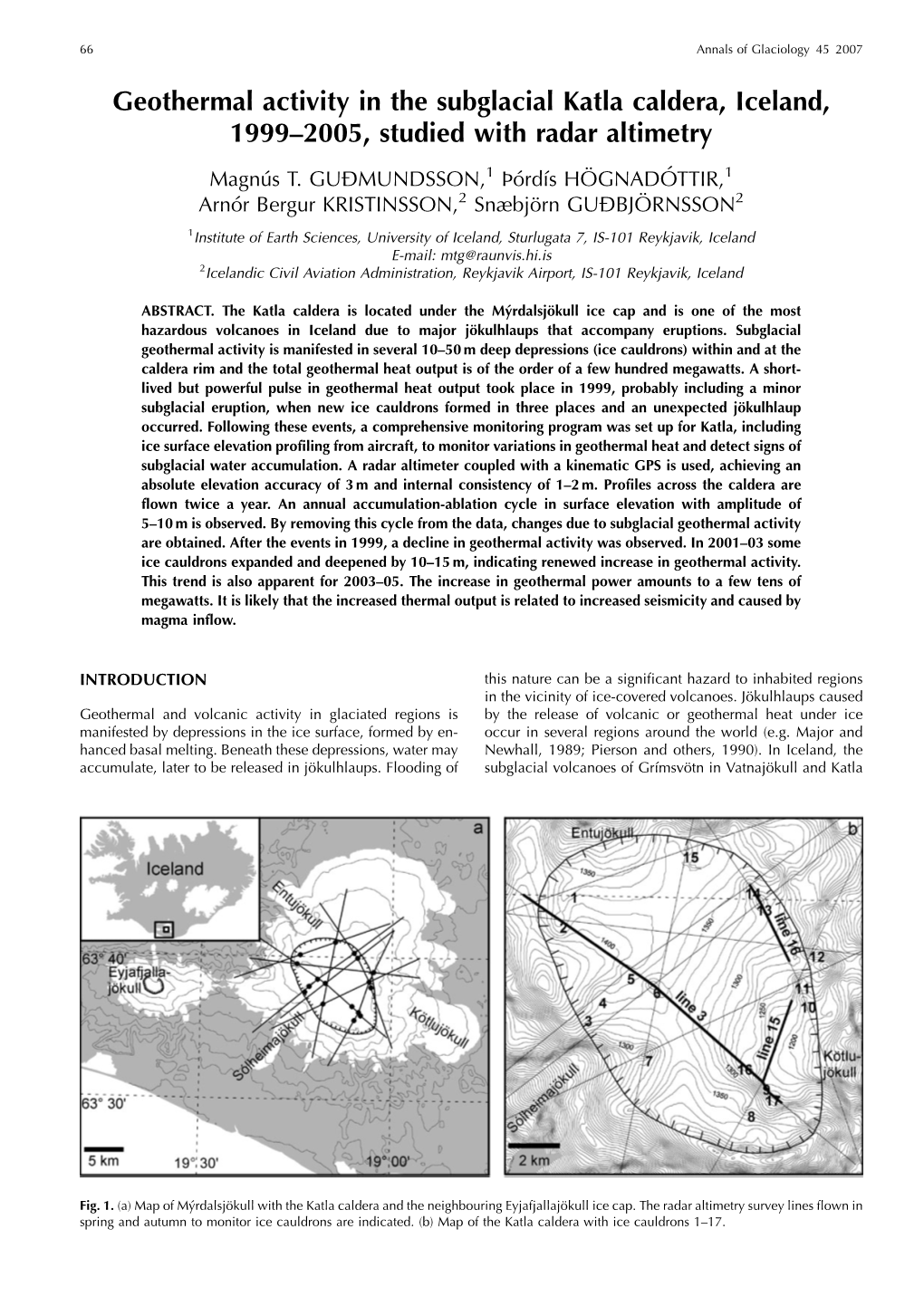 Geothermal Activity in the Subglacial Katla Caldera, Iceland, 1999–2005, Studied with Radar Altimetry