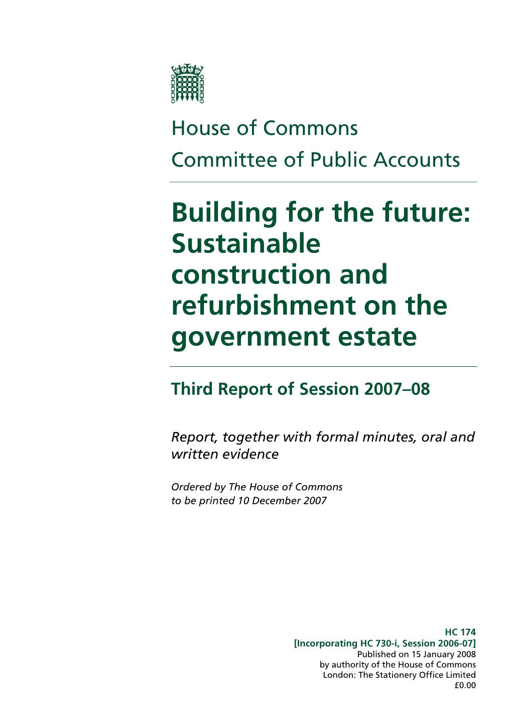 Sustainable Construction and Refurbishment on the Government Estate