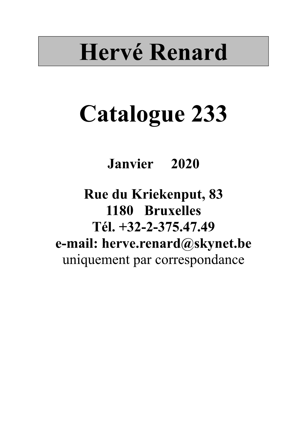 Hervé Renard Catalogue