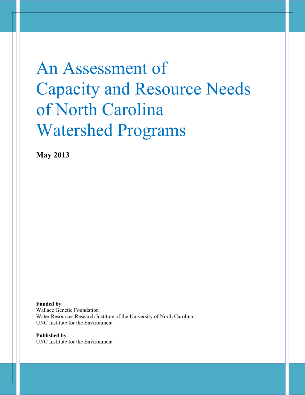 NC Watershed Assessment May 2013