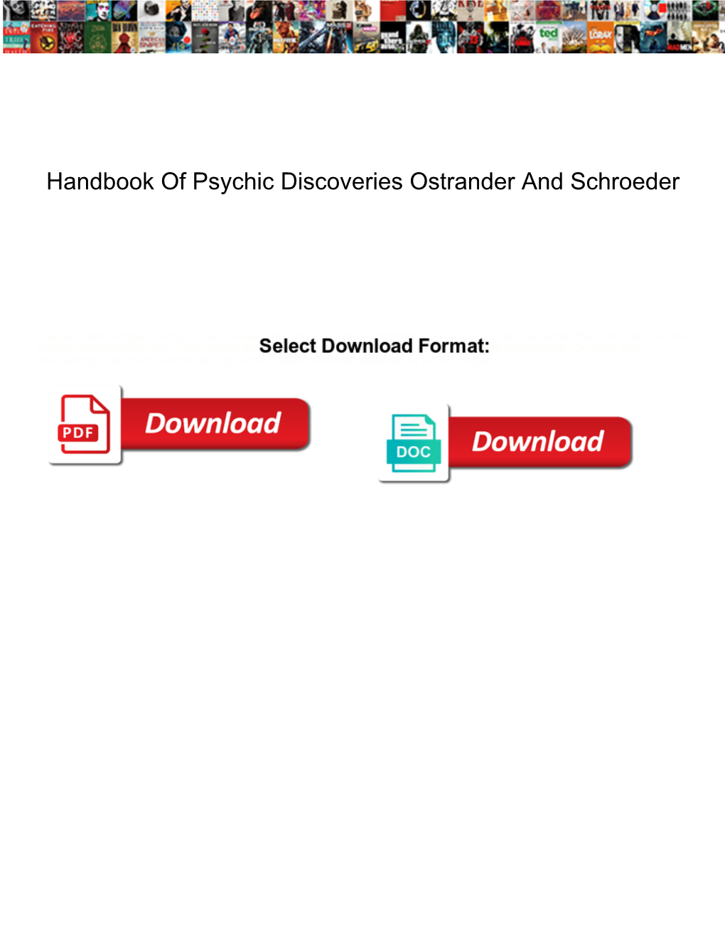 Handbook of Psychic Discoveries Ostrander and Schroeder