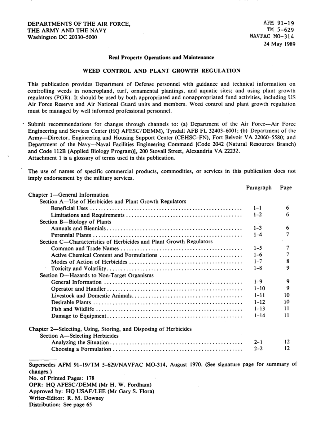 TM 5-629 Weed Control and Plant Growth Regulation