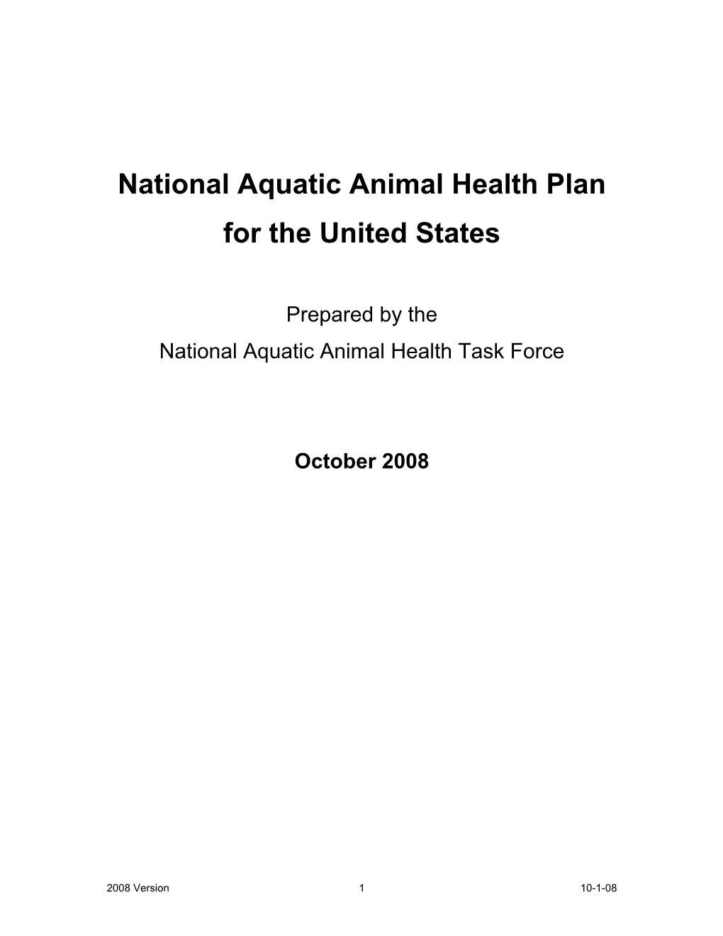 National Aquatic Animal Health Plan for the United States