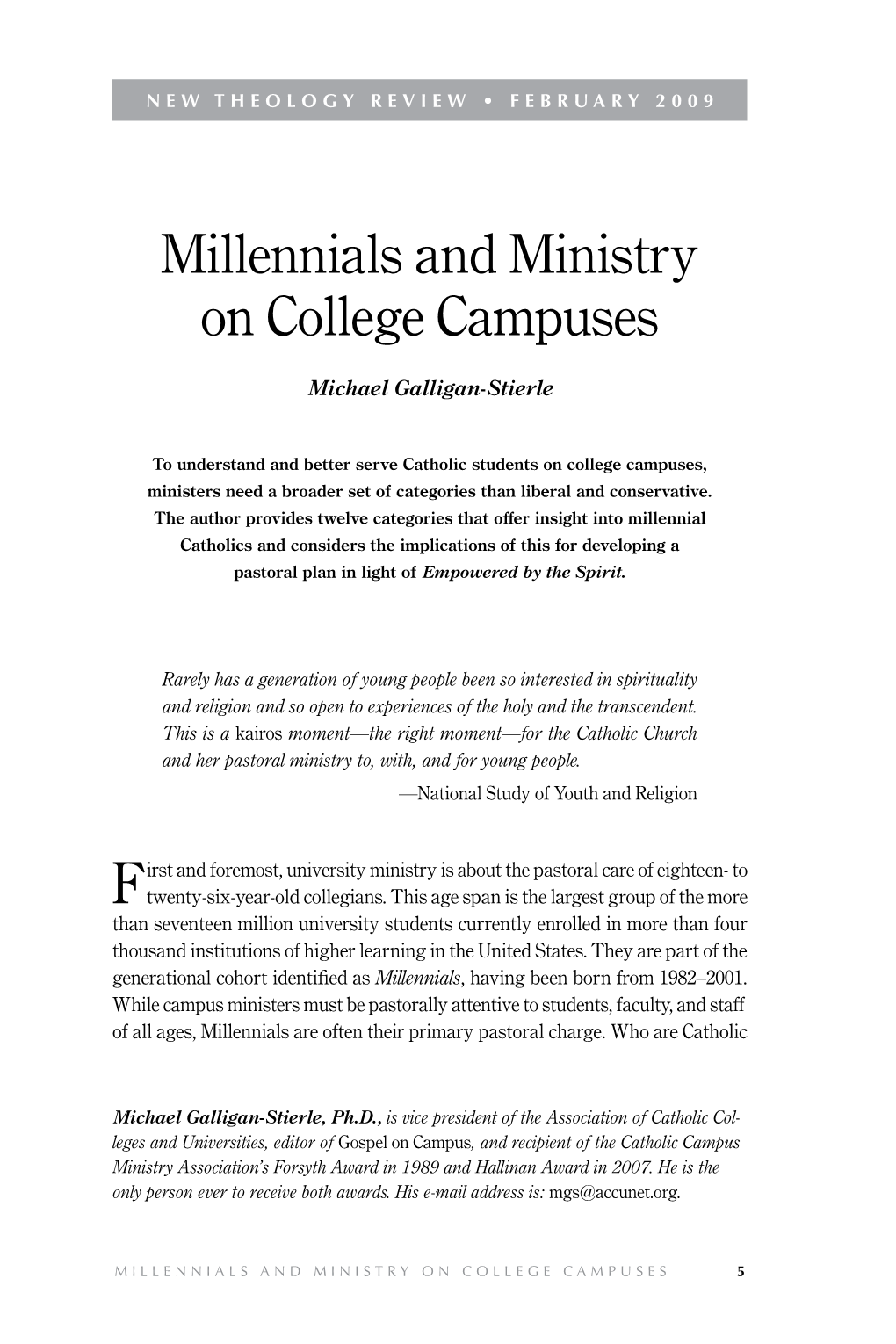 Millennials and Ministry on College Campuses