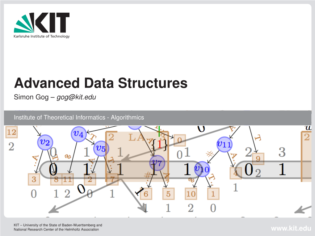 Advanced Data Structures Simon Gog – Gog@Kit.Edu